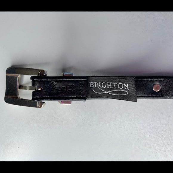 Brighton Beaded Black Leather Belt w/ Silver Hardware Size Small - Picture 7 of 7